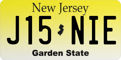 NJ license plate J15NIE