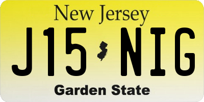 NJ license plate J15NIG