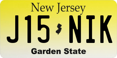 NJ license plate J15NIK