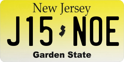 NJ license plate J15NOE