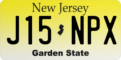 NJ license plate J15NPX