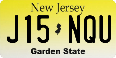 NJ license plate J15NQU