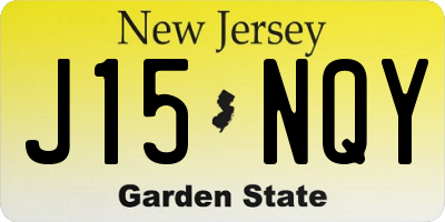 NJ license plate J15NQY