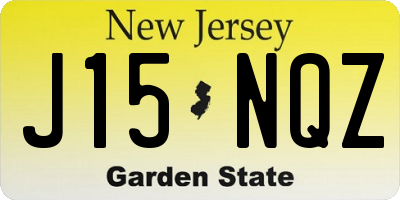 NJ license plate J15NQZ