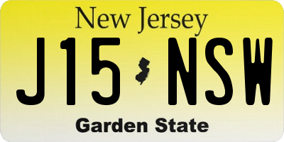 NJ license plate J15NSW