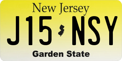 NJ license plate J15NSY