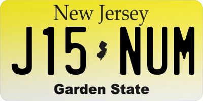 NJ license plate J15NUM
