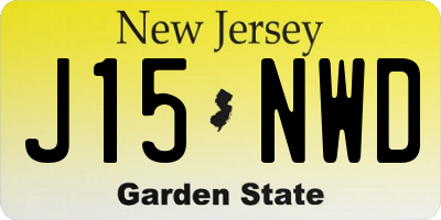 NJ license plate J15NWD
