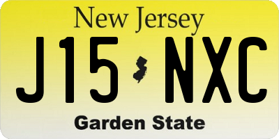 NJ license plate J15NXC
