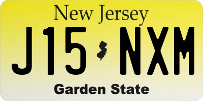 NJ license plate J15NXM