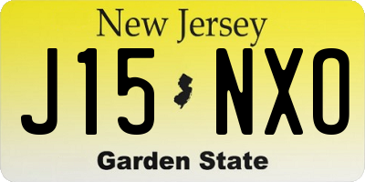 NJ license plate J15NXO