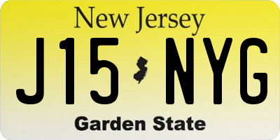 NJ license plate J15NYG