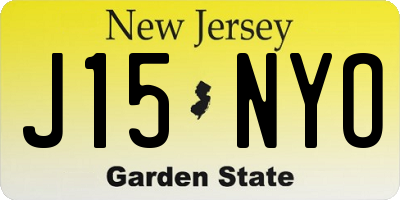 NJ license plate J15NYO