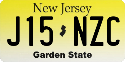 NJ license plate J15NZC