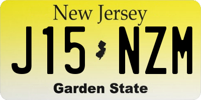 NJ license plate J15NZM