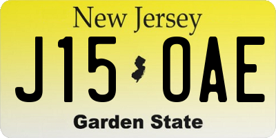 NJ license plate J15OAE