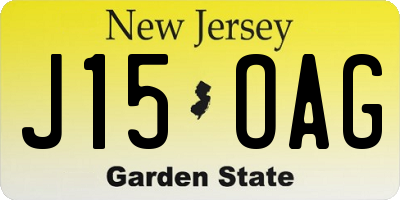 NJ license plate J15OAG