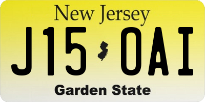NJ license plate J15OAI