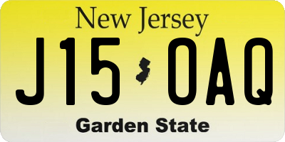NJ license plate J15OAQ