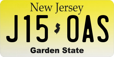 NJ license plate J15OAS