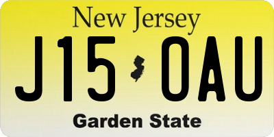 NJ license plate J15OAU