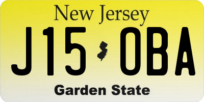 NJ license plate J15OBA