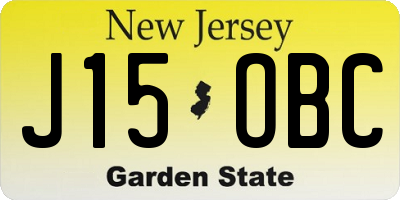 NJ license plate J15OBC
