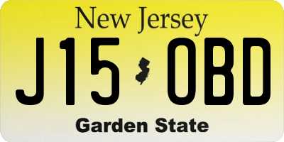 NJ license plate J15OBD