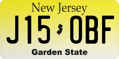 NJ license plate J15OBF