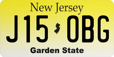 NJ license plate J15OBG
