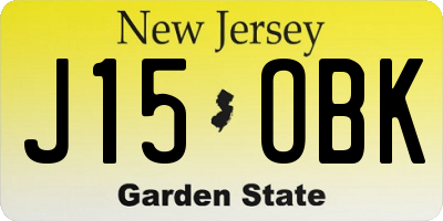 NJ license plate J15OBK
