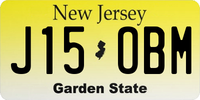 NJ license plate J15OBM