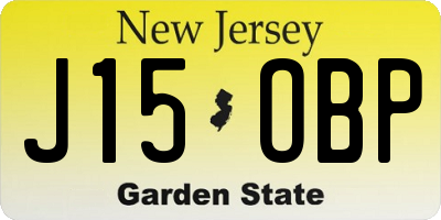NJ license plate J15OBP