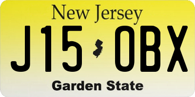 NJ license plate J15OBX