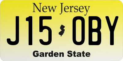 NJ license plate J15OBY
