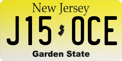 NJ license plate J15OCE