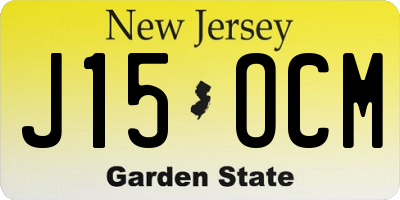 NJ license plate J15OCM