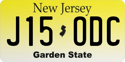 NJ license plate J15ODC