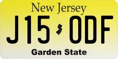 NJ license plate J15ODF