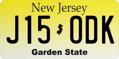 NJ license plate J15ODK