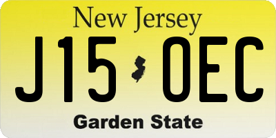 NJ license plate J15OEC