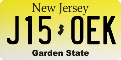 NJ license plate J15OEK