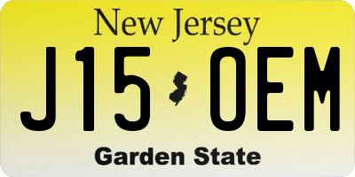 NJ license plate J15OEM