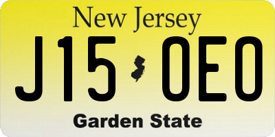 NJ license plate J15OEO