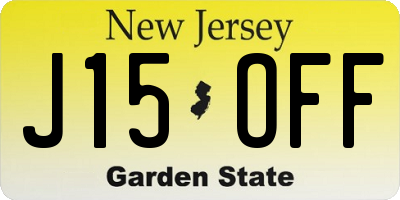 NJ license plate J15OFF