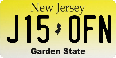 NJ license plate J15OFN