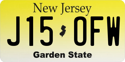 NJ license plate J15OFW