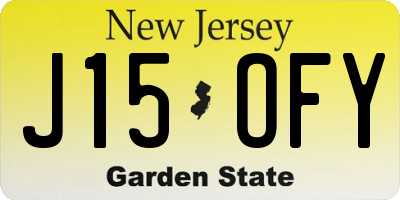 NJ license plate J15OFY