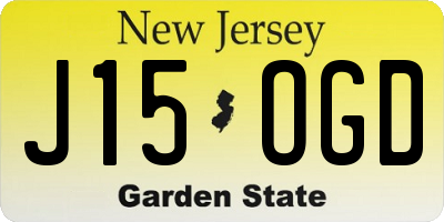 NJ license plate J15OGD