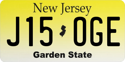 NJ license plate J15OGE
